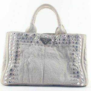 Prada Grey Jeweled Crystal 2way Tote 2PR1129K